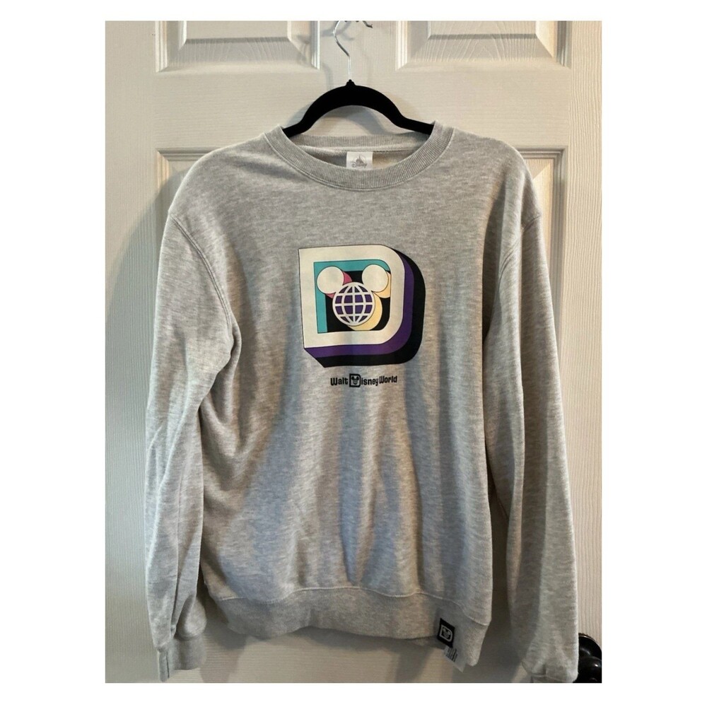 Disney Women’s medium Gray Retro Logo Sweatshirt EUC